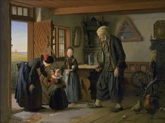 Julius Exner Visiting grandfather China oil painting art